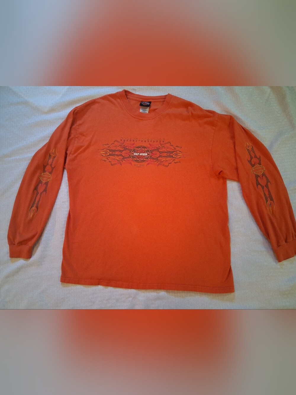 Harley-Davidson Orange Graphic Long-Sleeve T-Shirt - Men's